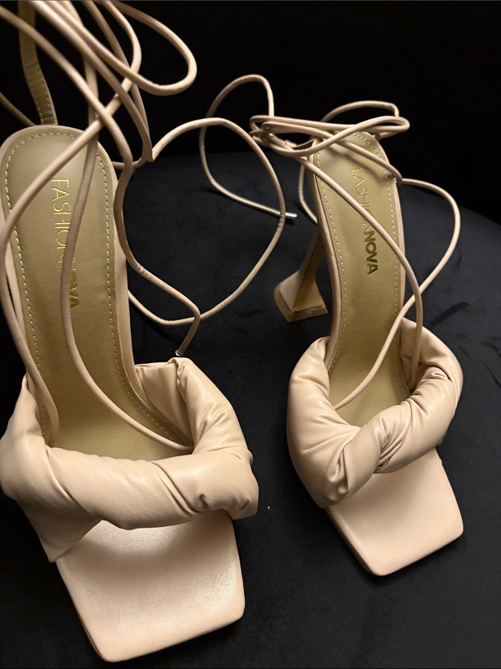 Lace-Up Nude Strappy High Heel Sandals for Women size-7/12-Worn Once!